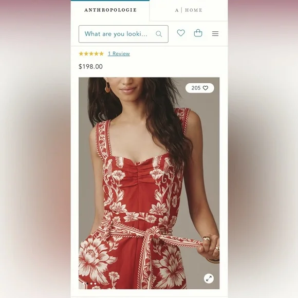 NWT Farm Rio Linen Blend Belted Romper – Red Floral (XXS)Anthropologie
